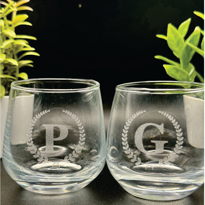 Set of 2 Engraved Initial or Name 3.25 Ounce Tumblers